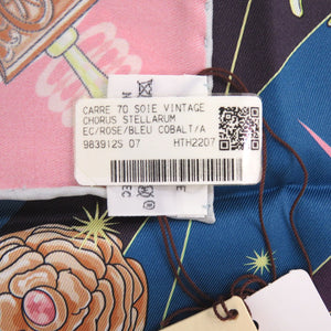 未使用 エルメス カレ70 CARRE CHORUS STELLARUM コーラス ステラルム H983912S シルク ローズ ブルーコバルト スカーフ 0507【中古】HERMES