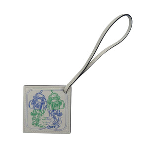 未使用 エルメス カレナノ BRIDES de GALA ヴォースイフト ブルーロイヤル バンブー ホワイト 白 バッグチャーム 0513【中古】HERMES