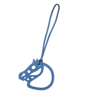 未使用 エルメス パドック シュバル ホースシュー 馬 ヴォースイフト ブルーパラダイス 青 バッグチャーム 0523【中古】HERMES