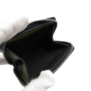 新品同様 ディオールオム レザー シルバー金具 ネイビー オレンジ ラウンドファスナー コインケース 0559【中古】DIOR HOMME