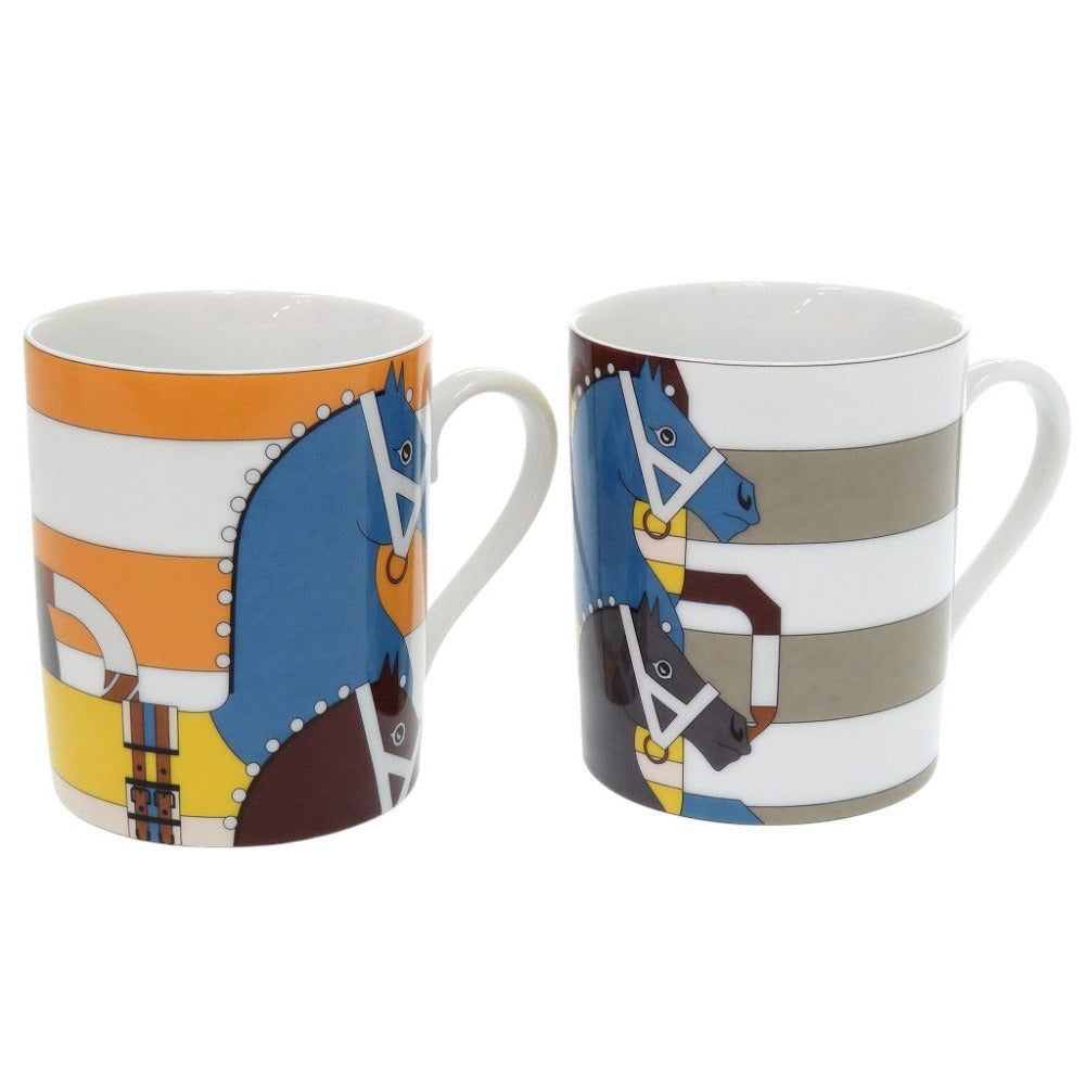 未使用 エルメス COFFRET 2 MUGS ROCABAR ロカバール 限定コレクション 051332P 陶器 マルチカラー ペアマグカップ 0564【中古】HERMES
