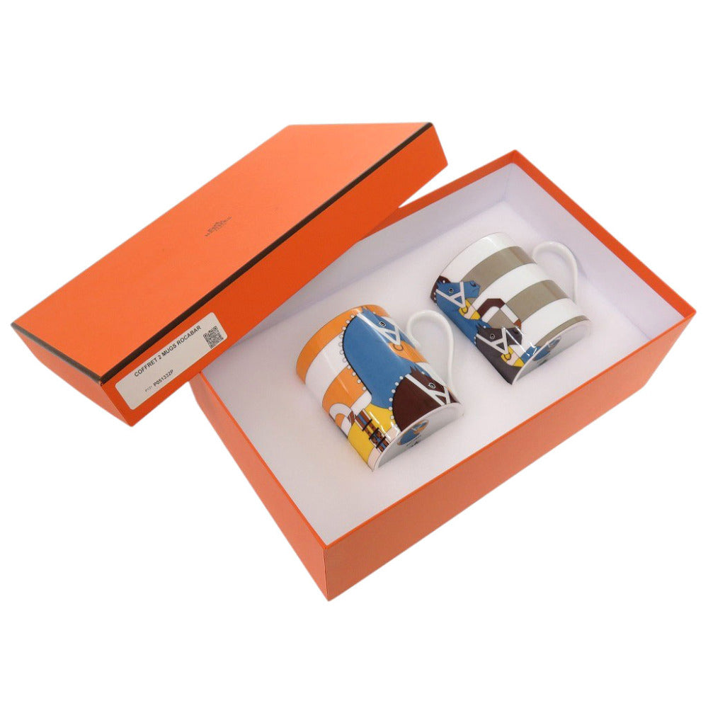 未使用 エルメス COFFRET 2 MUGS ROCABAR ロカバール 限定コレクション 051332P 陶器 マルチカラー ペアマグカップ 0564【中古】HERMES