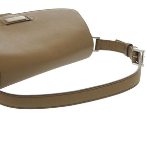 美品 バーバリー ワンショルダー ロゴプレート ショルダーバッグ レザー カーキ 0577【中古】BURBERRY