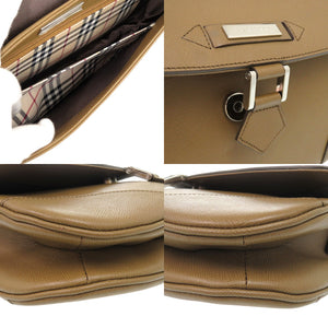 美品 バーバリー ワンショルダー ロゴプレート ショルダーバッグ レザー カーキ 0577【中古】BURBERRY