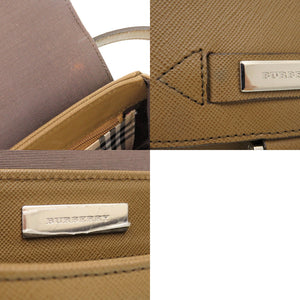 美品 バーバリー ワンショルダー ロゴプレート ショルダーバッグ レザー カーキ 0577【中古】BURBERRY