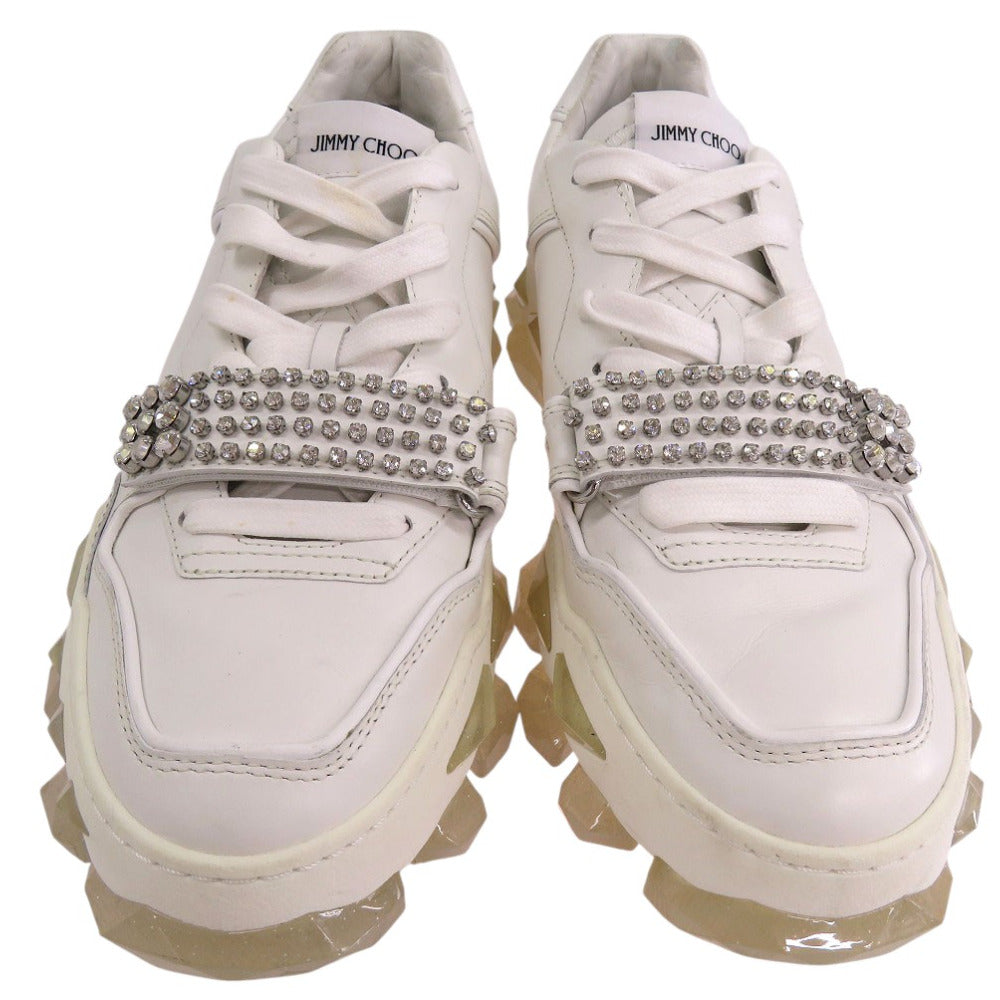 ジミーチュウ DIAMOND X STRAP ダイアモンド ストラップ ローカット スニーカー レザー ホワイト 0583【中古】JIMMY CHOO