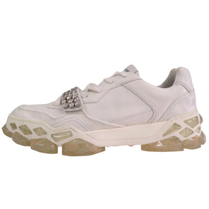 ジミーチュウ DIAMOND X STRAP ダイアモンド ストラップ ローカット スニーカー レザー ホワイト 0583【中古】JIMMY CHOO