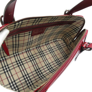美品 バーバリー ノバチェック パテントレザー ボルドー トートバッグ 0589【中古】BURBERRY