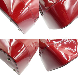 美品 バーバリー ノバチェック パテントレザー ボルドー トートバッグ 0589【中古】BURBERRY