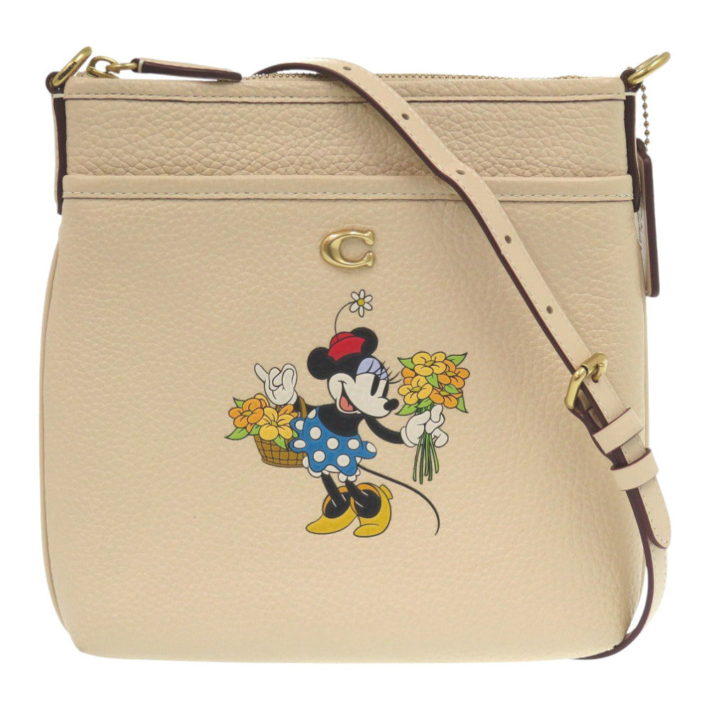 美品 コーチ ディズニーコラボ ミニー CH473 レザー ベージュ ショルダーバッグ 0592【中古】COACH