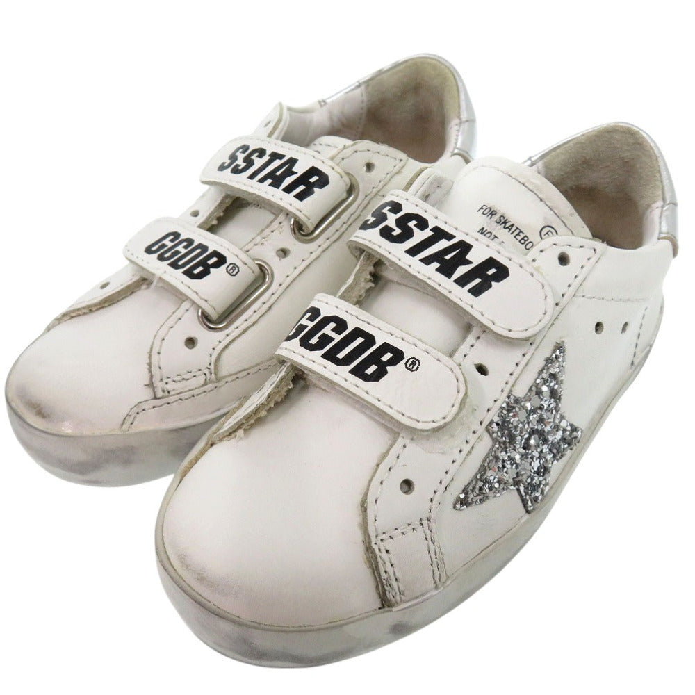 未使用品 ゴールデングース OLD SCHOOL SUPER STAR G36KS021 J1 スニーカー ラウンドトゥ フラットラバーソール グリッター  レザー ホワイト 0609【中古】GOLDEN GOOSE