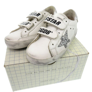 未使用品 ゴールデングース OLD SCHOOL SUPER STAR G36KS021 J1 スニーカー ラウンドトゥ フラットラバーソール グリッター  レザー ホワイト 0609【中古】GOLDEN GOOSE
