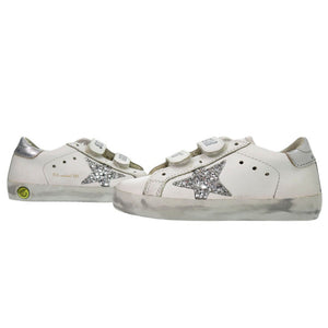 未使用品 ゴールデングース OLD SCHOOL SUPER STAR G36KS021 J1 スニーカー ラウンドトゥ フラットラバーソール グリッター  レザー ホワイト 0609【中古】GOLDEN GOOSE