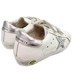 未使用品 ゴールデングース OLD SCHOOL SUPER STAR G36KS021 J1 スニーカー ラウンドトゥ フラットラバーソール グリッター  レザー ホワイト 0609【中古】GOLDEN GOOSE