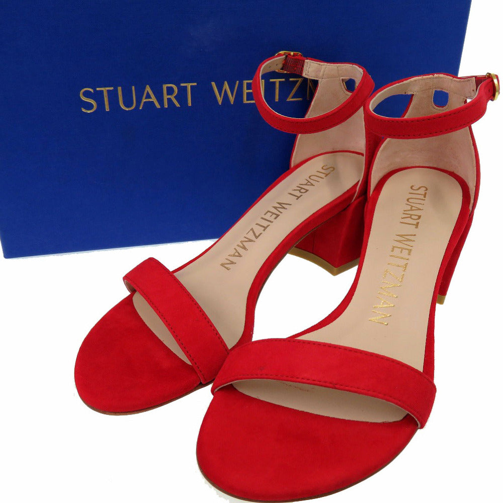 未使用品 スチュアートワイツマン シンプルストラップサンダル スウェード RUBY RED 0611【中古】STUART WEITZMAN