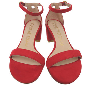 未使用品 スチュアートワイツマン シンプルストラップサンダル スウェード RUBY RED 0611【中古】STUART WEITZMAN