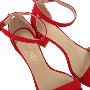 未使用品 スチュアートワイツマン シンプルストラップサンダル スウェード RUBY RED 0611【中古】STUART WEITZMAN