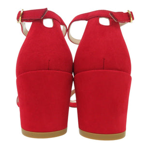 未使用品 スチュアートワイツマン シンプルストラップサンダル スウェード RUBY RED 0611【中古】STUART WEITZMAN