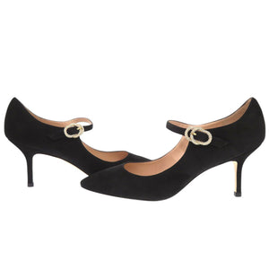 未使用品 スチュアートワイツマン スエード サイズ38 1/2 ブラック パンプス 0612【中古】STUART WEITZMAN