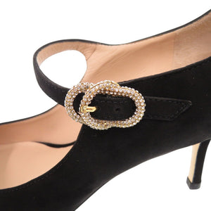 未使用品 スチュアートワイツマン スエード サイズ38 1/2 ブラック パンプス 0612【中古】STUART WEITZMAN