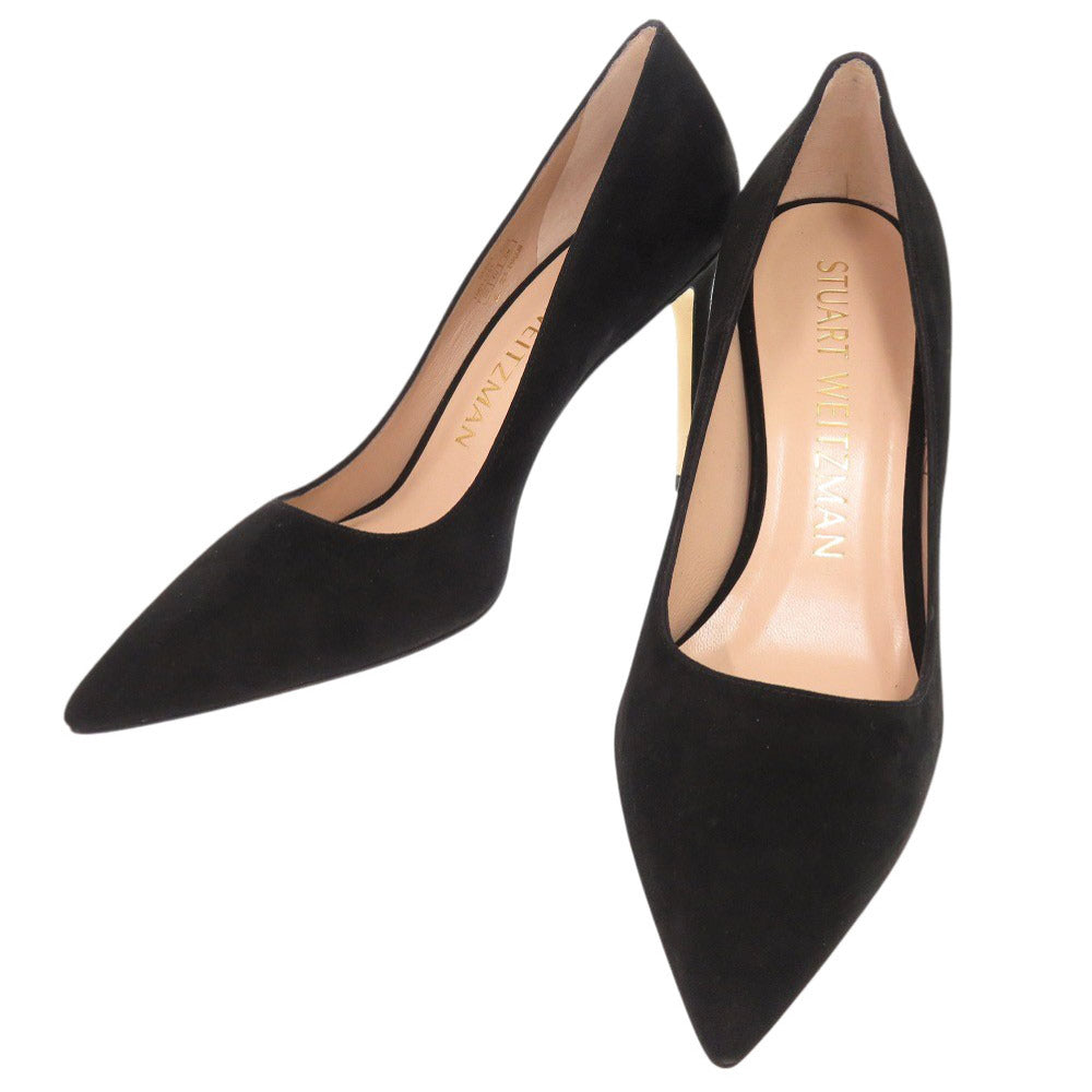 未使用品 スチュアートワイツマン サイズ38 1/2 スエード ブラック パンプス 黒 0615【中古】STUART WEITZMAN
