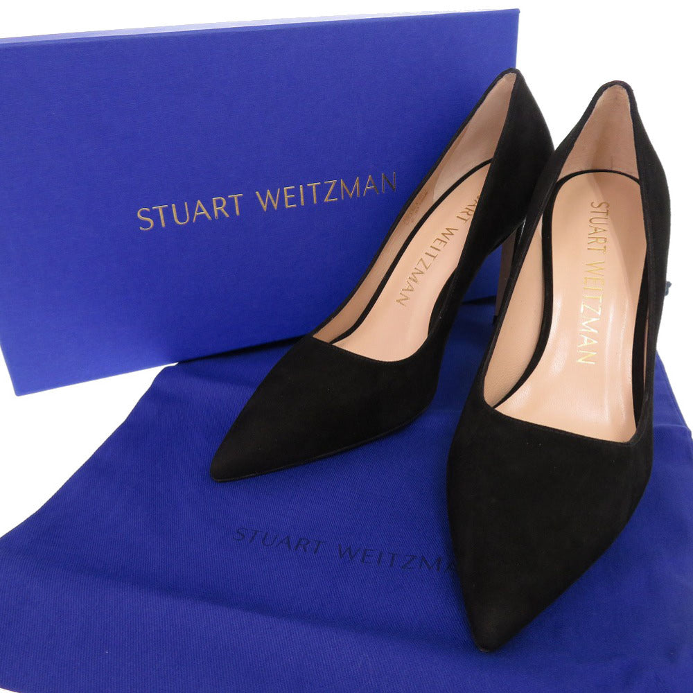 未使用品 スチュアートワイツマン サイズ38 1/2 スエード ブラック パンプス 黒 0615【中古】STUART WEITZMAN