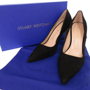未使用品 スチュアートワイツマン サイズ38 1/2 スエード ブラック パンプス 黒 0615【中古】STUART WEITZMAN