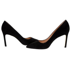 未使用品 スチュアートワイツマン サイズ38 1/2 スエード ブラック パンプス 黒 0615【中古】STUART WEITZMAN