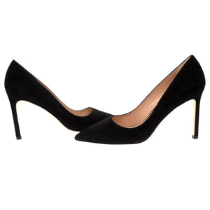 未使用品 スチュアートワイツマン サイズ38 1/2 スエード ブラック パンプス 黒 0615【中古】STUART WEITZMAN