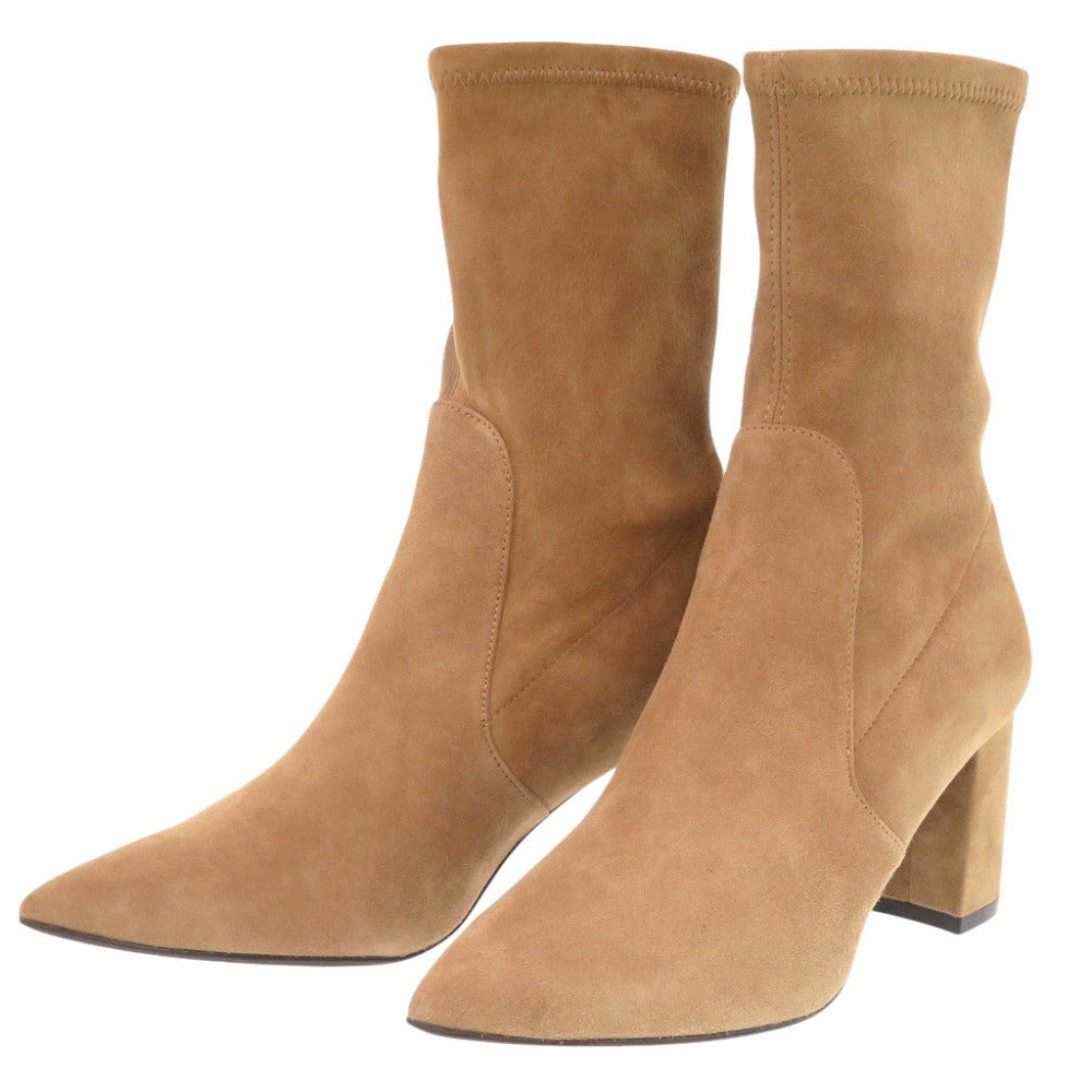 新品同様 スチュアートワイツマン レザー ブラウン ショートブーツ 茶 0616【中古】STUART WEITZMAN