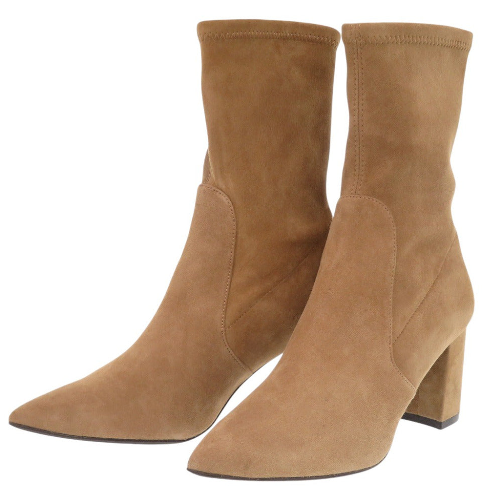 新品同様 スチュアートワイツマン レザー ブラウン ショートブーツ 茶 0617【中古】STUART WEITZMAN