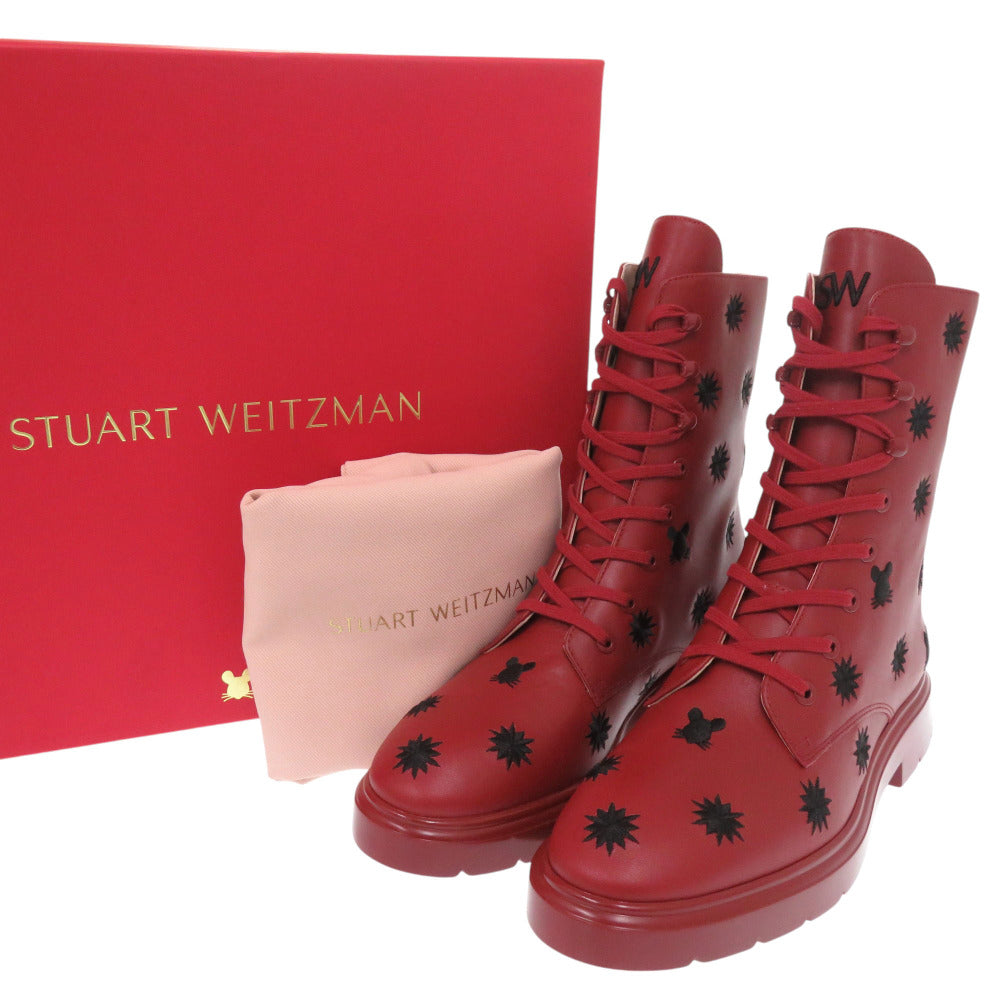 未使用 スチュアートワイツマン MCKENZEE LUNAR CHILEBLACK 23cm レザー レッド ショートブーツ 赤 0618【中古】STUART WEITZMAN