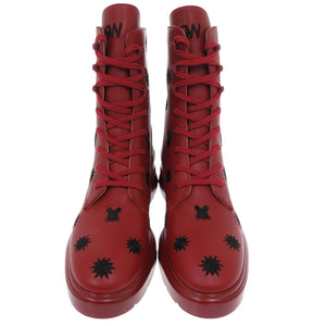 未使用 スチュアートワイツマン MCKENZEE LUNAR CHILEBLACK 23cm レザー レッド ショートブーツ 赤 0618【中古】STUART WEITZMAN