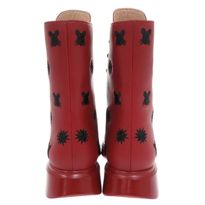 未使用 スチュアートワイツマン MCKENZEE LUNAR CHILEBLACK 24.5cm レザー レッド ショートブーツ赤 0620【中古】STUART WEITZMAN