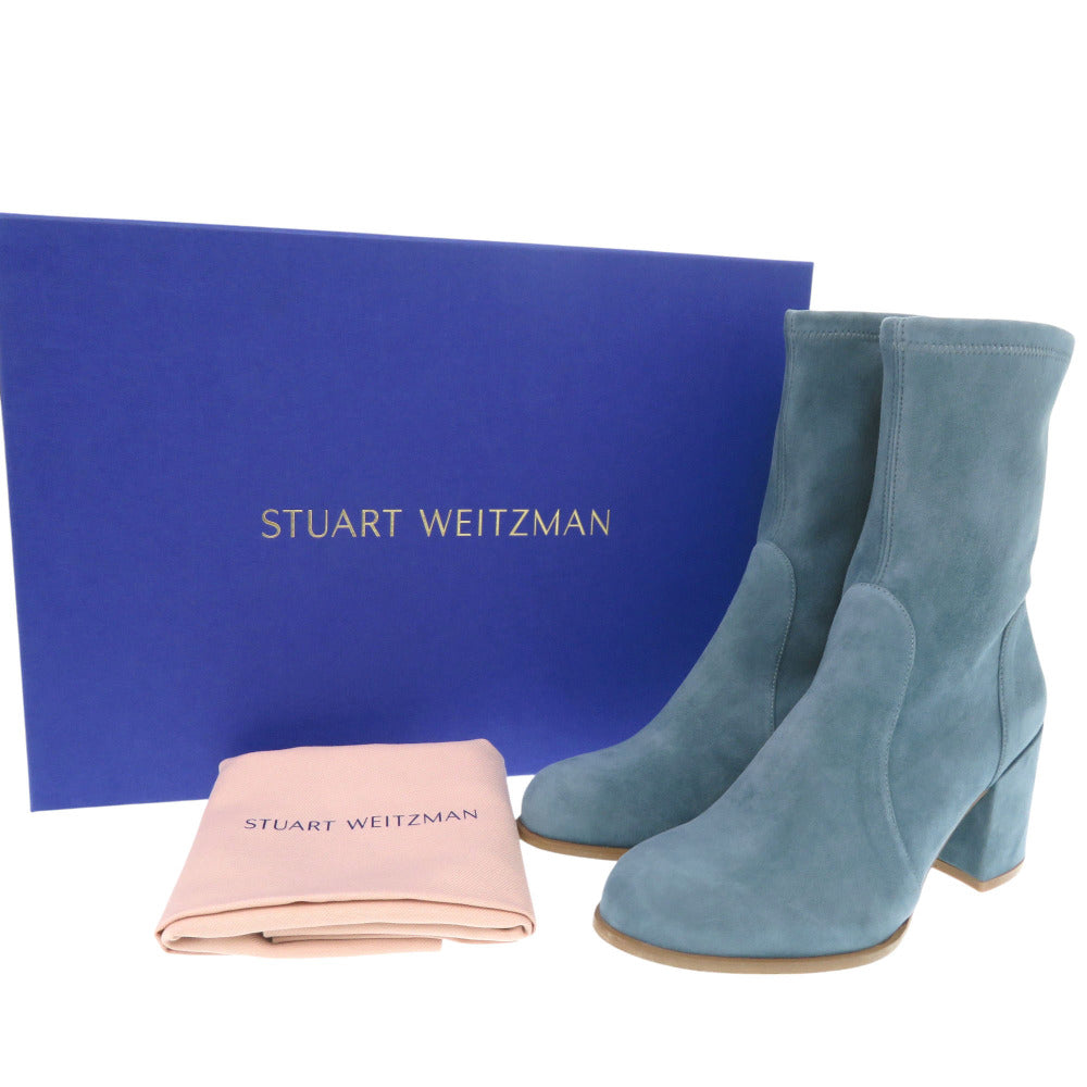 未使用 スチュアートワイツマン タイランドブーツ 23.5cm スウェード ブルー ショートブーツ 0621【中古】STUART WEITZMAN