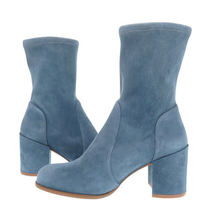 未使用 スチュアートワイツマン タイランドブーツ 23.5cm スウェード ブルー ショートブーツ 0621【中古】STUART WEITZMAN