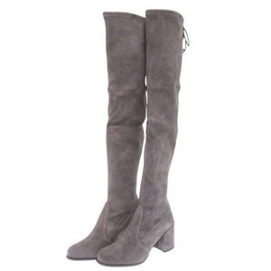 新品同様 スチュアートワイツマン レザー スレート 0623 スエードニーハイストレッチブーツ 灰色【中古】STUART WEITZMAN