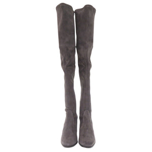 新品同様 スチュアートワイツマン レザー スレート 0623 スエードニーハイストレッチブーツ 灰色【中古】STUART WEITZMAN