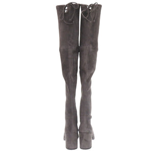 新品同様 スチュアートワイツマン レザー スレート 0623 スエードニーハイストレッチブーツ 灰色【中古】STUART WEITZMAN