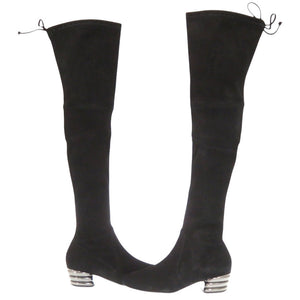 新品同様 スチュアートワイツマン レザー ブラック スエードニーハイストレッチブーツ 黒 0624【中古】STUART WEITZMAN