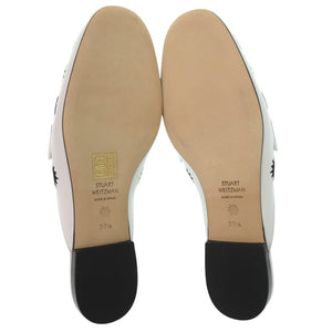 未使用品 スチュアートワイツマン FRANCES SLIDE MOUSE ミュール バックル ロースクエアヒール エンブロイダリー カーフ ホワイト 0625【中古】STUART WEITZMAN