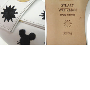 未使用品 スチュアートワイツマン FRANCES SLIDE MOUSE ミュール バックル ロースクエアヒール エンブロイダリー カーフ ホワイト 0626【中古】STUART WEITZMAN