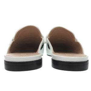 未使用品 スチュアートワイツマン FRANCES SLIDE MOUSE ミュール バックル ロースクエアヒール エンブロイダリー カーフ ホワイト 0626【中古】STUART WEITZMAN