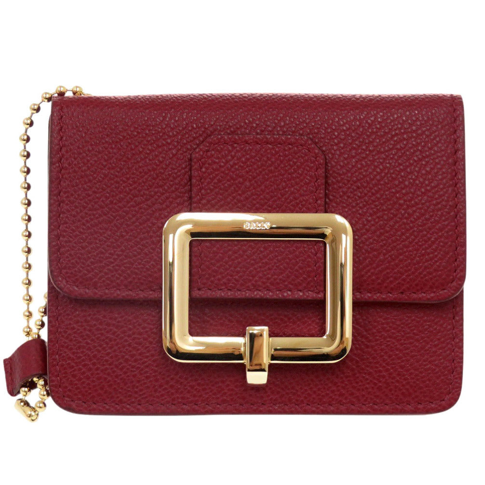 未使用品 バリー JINA W.BL 236 LIPSTICK 18 レザー レッド コインケース カードケース 財布 赤 0627【中古】BALLY