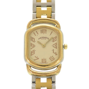 エルメス ラリー RA1.220 アイボリー文字盤 SS ゴールド シルバー クオーツ 腕時計 0655【中古】HERMES