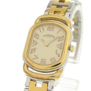 エルメス ラリー RA1.220 アイボリー文字盤 SS ゴールド シルバー クオーツ 腕時計 0655【中古】HERMES