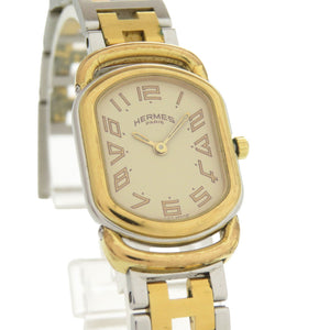 エルメス ラリー RA1.220 アイボリー文字盤 SS ゴールド シルバー クオーツ 腕時計 0655【中古】HERMES