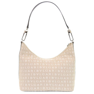 ブルガリ ロゴマニア ワンショルダー キャンバス ベージュ ショルダーバッグ 0668【中古】BVLGARI