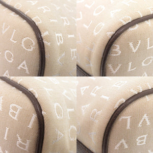 ブルガリ ロゴマニア ワンショルダー キャンバス ベージュ ショルダーバッグ 0668【中古】BVLGARI