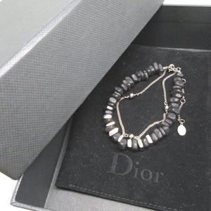 新品同様 ディオールオム ダブル ロウ ストーンモチーフ ビーズ メタル ブラック 黒 ブレスレット 0673【中古】Dior HOMME